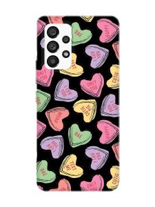 Матовий чорний чохол на Samsung Galaxy A53 4G/5G :: Сердечка з текстом (принт 333)