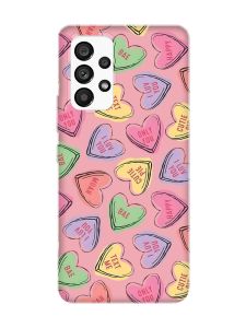 Матовий рожевий чохол на Samsung Galaxy A53 4G/5G :: Сердечка з текстом (принт 333)