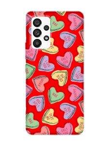 Матовий червоний чохол на Samsung Galaxy A53 4G/5G :: Сердечка з текстом (принт 333)