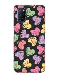 Матовий чорний чохол на Oppo A52/A72/A92 :: Сердечка з текстом (принт 333)