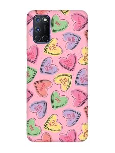 Матовий рожевий чохол на Oppo A52/A72/A92 :: Сердечка з текстом (принт 333)