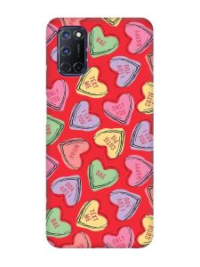 Матовий червоний чохол на Oppo A52/ A72/ A92 :: Сердечка з текстом (принт 333)