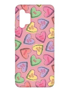 Матовий рожевий чохол на Samsung Galaxy A32 :: Сердечка з текстом (принт 333)