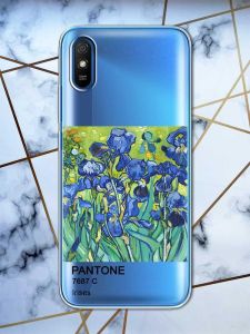 Прозорий чохол на Xiaomi Redmi 9A  рельєфний дизайн Іриси принт 75