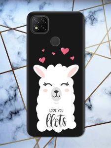 Матовий чорний чохол на Xiaomi Redmi 9C рельєфний дизайн Лама принт 94
