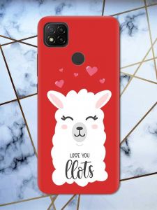 Матовий червоний чохол на Xiaomi Redmi 9C рельєфний дизайн Лама принт 94
