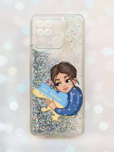Чохол з плаваючими блискітками на Xiaomi Redmi 10С Срібний :: Моя Україна (принт 2)