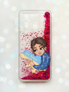Чохол з плаваючими блискітками на Xiaomi Redmi 12C Рожевий :: Моя Україна (принт 2)