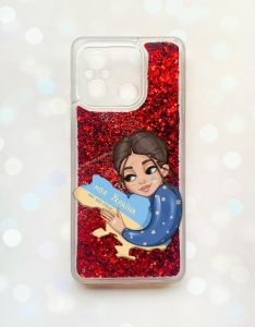 Чохол з плаваючими блискітками на Xiaomi Redmi 12C Червоний :: Моя Україна (принт 2)