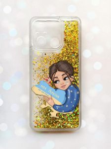 Чохол з плаваючими блискітками на Xiaomi Redmi 12C Золотий :: Моя Україна (принт 2)