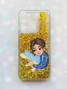 Чохол з плаваючими блискітками на TECNO Spark Go 2022 Золотий :: Моя Україна (принт 2)