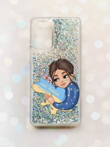 Чохол з плаваючими блискітками на Samsung Galaxy A52 (A525) Срібний :: Моя Україна (принт 2)