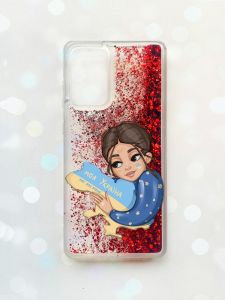 Чохол з плаваючими блискітками на Samsung Galaxy A52 (A525) Червоний :: Моя Україна (принт 2)