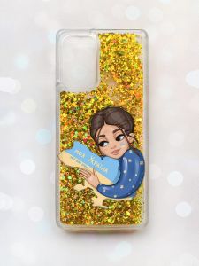 Чохол з плаваючими блискітками на Samsung Galaxy A52 (A525) Золотий :: Моя Україна (принт 2)