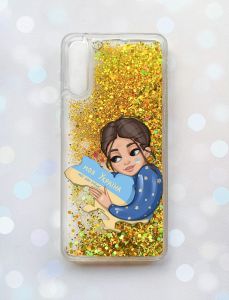 Чохол з плаваючими блискітками на Samsung Galaxy A50 (2019) A505F Золотий :: Моя Україна (принт 2)