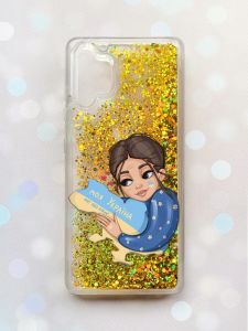 Чохол з плаваючими блискітками Samsung Galaxy A32 Золотий :: Моя Україна (принт 2)