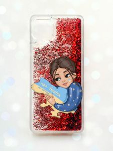 Чохол з плаваючими блискітками Samsung Galaxy A12 Червоний :: Моя Україна (принт 2)