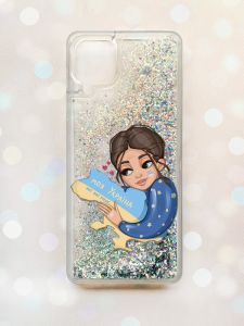 Чохол з плаваючими блискітками Samsung Galaxy A12 Срібний :: Моя Україна (принт 2)