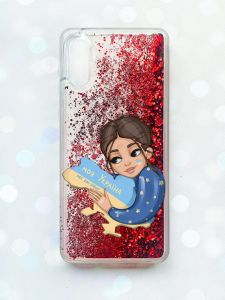 Чохол з плаваючими блискітками Samsung Galaxy A02 / A022 (2021) Червоний :: Моя Україна (принт 2)