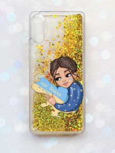 Чохол з плаваючими блискітками Samsung Galaxy A02 / A022 (2021) Золотий :: Моя Україна (принт 2)