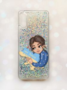 Чохол з плаваючими блискітками Samsung Galaxy A02 / A022 (2021) Срібний :: Моя Україна (принт 2)