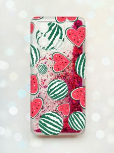 Чохол з плаваючими блискітками на Xiaomi Redmi 12C Рожевий :: Кавуни сердечка (принт 343)
