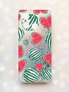Чохол з плаваючими блискітками на Xiaomi Redmi 12C Срібний :: Кавуни сердечка (принт 343)