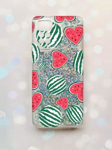 Чохол з плаваючими блискітками на Xiaomi Redmi Note 11 Срібний :: Кавуни сердечка (принт 343)