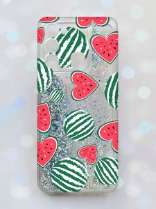 Чохол з плаваючими блискітками на TECNO Spark Go 2022 Срібний :: Кавуни сердечка (принт 343)