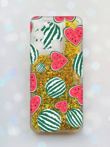 Чохол з плаваючими блискітками на TECNO Spark Go 2022 Золотий :: Кавуни сердечка (принт 343)