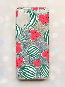Чохол з плаваючими блискітками Samsung Galaxy A32 Срібний :: Кавуни сердечка (принт 343)