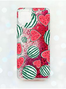 Чохол з плаваючими блискітками Samsung Galaxy A12 Рожевий :: Кавуни сердечка (принт 343)