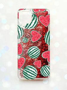 Чохол з плаваючими блискітками Samsung Galaxy A12 Червоний :: Кавуни сердечка (принт 343)