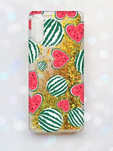 Чохол з плаваючими блискітками Samsung Galaxy A02 / A022 (2021) Золотий :: Кавуни сердечка (принт 343)
