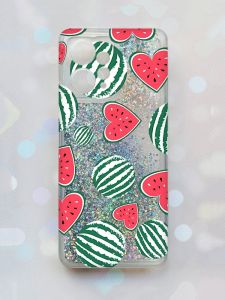 Чохол з плаваючими блискітками Xiaomi Redmi Note 12 4G Срібний :: Кавуни сердечка (принт 343)