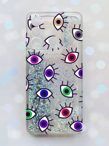 Чохол з плаваючими блискітками на TECNO Spark Go 2022 Срібний :: Різнокольорові очі (принт 336)