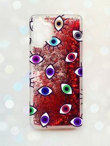 Чохол з плаваючими блискітками Samsung Galaxy A32 Червоний :: Різнокольорові очі (принт 336)