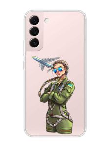 Прозорий чохол на Samsung Galaxy S22 :: Дівчина-пілот (патріотичний принт 6)