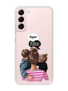 Прозорий чохол на Samsung Galaxy S22 :: Супер Мама (принт 29)