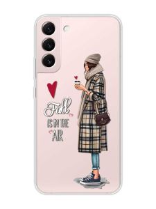 Прозорий чохол на Samsung Galaxy S22 :: Дівчина з кавою (принт 59)