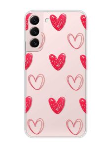 Прозорий чохол на Samsung Galaxy S22 :: Сердечка червоні (принт 77)