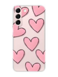 Прозорий чохол на Samsung Galaxy S22 :: Сердечка рожеві (принт 78)