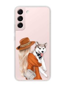 Прозорий чохол на Samsung Galaxy S22 :: Дівчина з песиком (принт 115)