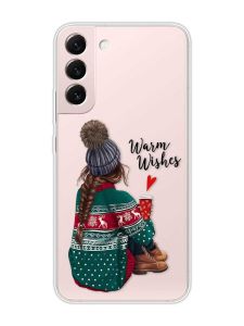 Прозорий чохол на Samsung Galaxy S22 :: Дівчина з кавою (принт 136)