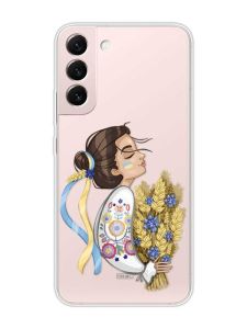 Прозорий чохол на Samsung Galaxy S22 :: Українка з колосками (патріотичний принт 172)
