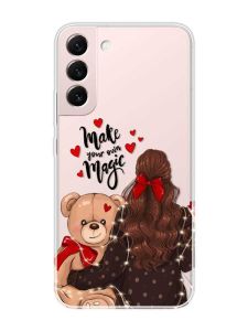 Прозорий чохол на Samsung Galaxy S22 :: Дівчина з ведмедиком (принт 188)