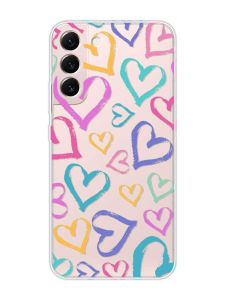 Прозорий чохол на Samsung Galaxy S22 :: Різнокольорові сердечка (принт 332)