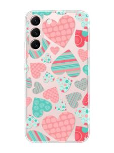 Прозорий чохол на Samsung Galaxy S22 :: Різнокольорові сердечка (принт 334)