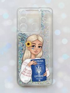Чохол з плаваючими блискітками на TECNO Spark Go 2022 Срібний :: Дівчина з паспортом (принт 13)