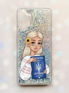 Чохол з плаваючими блискітками Samsung Galaxy A32 Срібний :: Дівчина з паспортом (принт 13)